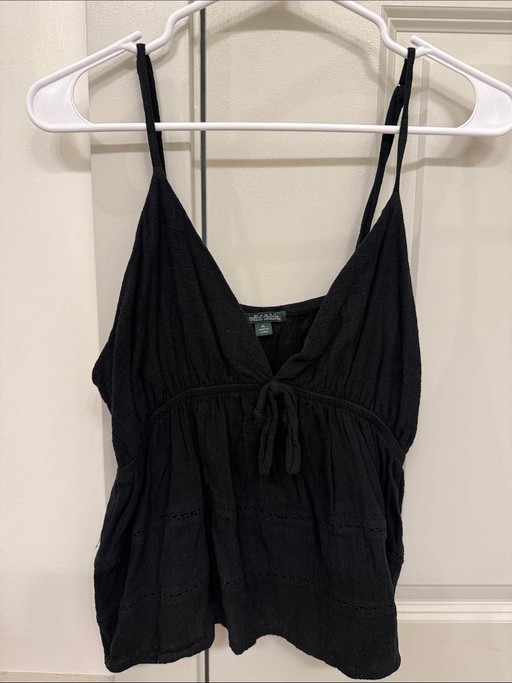 Wild Fable Black Tie-Front Spaghetti Strap Camisole